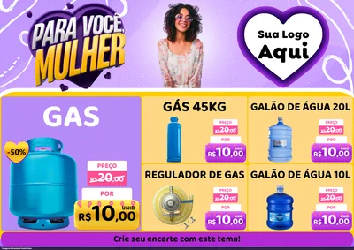 Modelo de Encarte para Encarte A4 Horizontal com o tema Para Você, Mulher para Água e gás
