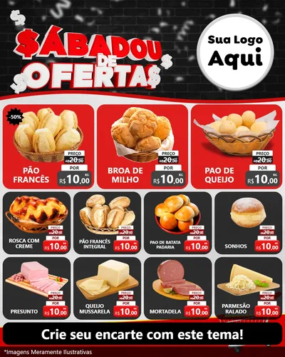Modelo de Rede Social para Feed Instagram com o tema Sabadou de Ofertas para Padaria