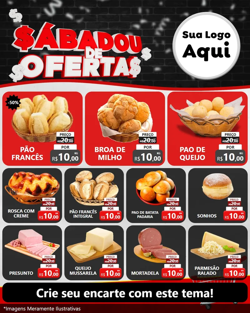 Modelo de Rede Social para Feed Instagram com o tema Sabadou de Ofertas para Padaria