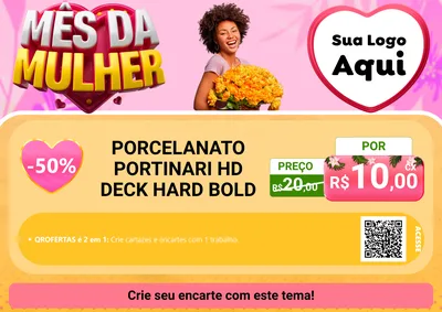 Modelo de Cartaz para Cartaz A4 Horizontal com o tema Mês da Mulher para Pisos e revestimentos