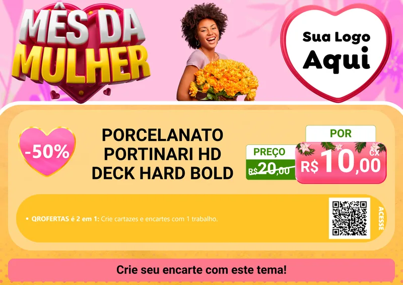 Modelo de Cartaz para Cartaz A4 Horizontal com o tema Mês da Mulher para Pisos e revestimentos