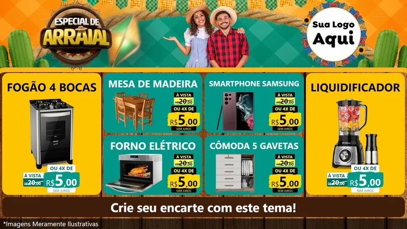 Modelo de TV para TV Horizontal com o tema Especial De Arraial para Móveis e Eletro