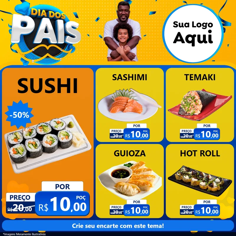 Modelo de Rede Social para Feed Facebook com o tema Dia dos Pais para Comida japonesa