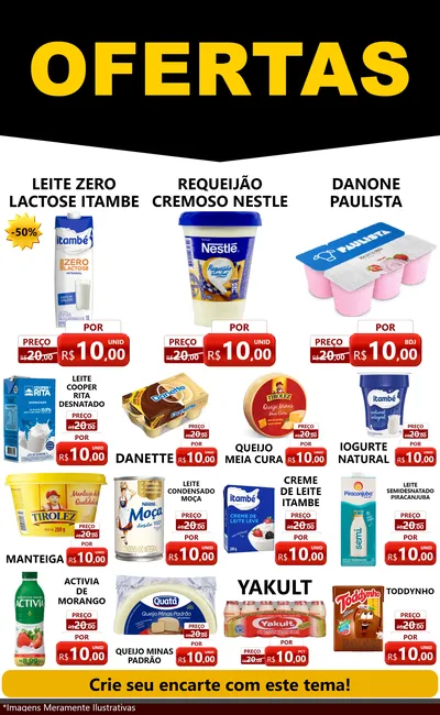 Modelo de Encarte para Encarte Grande com o tema Ofertas Preto e Vermelho Cartaz para Frios e Laticínios