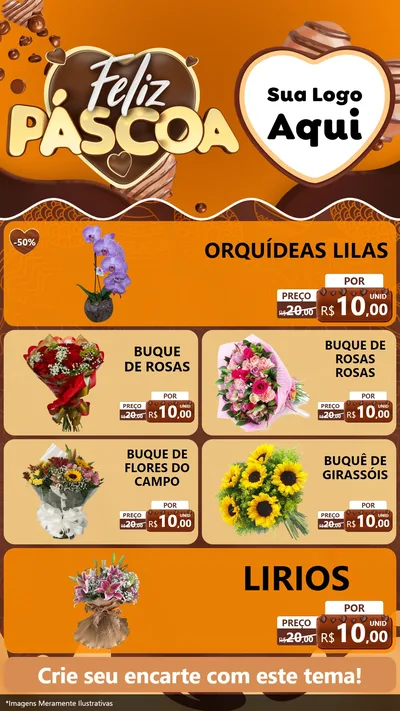 Modelo de TV para TV Vertical com o tema Feliz Páscoa para Floricultura e jardim