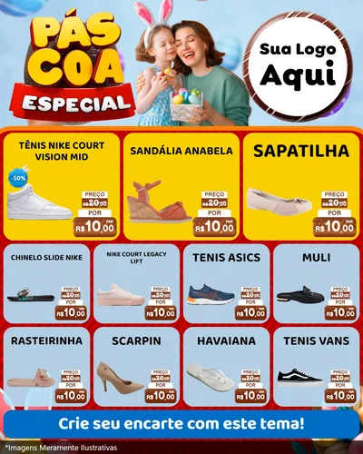 Modelo de Rede Social para Feed Instagram com o tema Páscoa Especial para Calçados