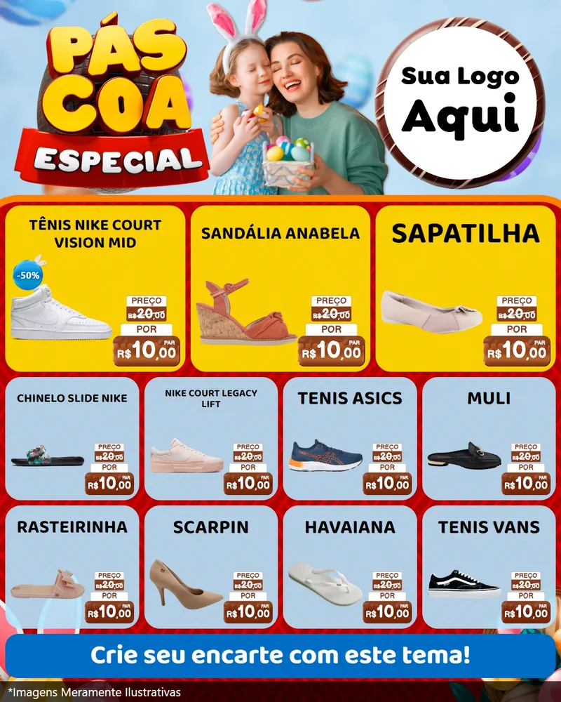 Modelo de Rede Social para Feed Instagram com o tema Páscoa Especial para Calçados