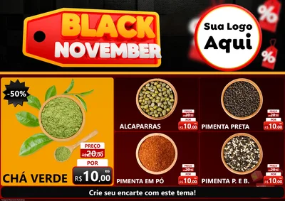 Modelo de Encarte para Encarte A4 Horizontal com o tema Black November para Produtos Naturais