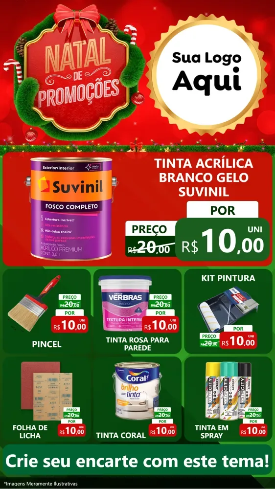 Modelo de Rede Social para Stories com o tema Natal de Promoções para Tintas e Ferramentas