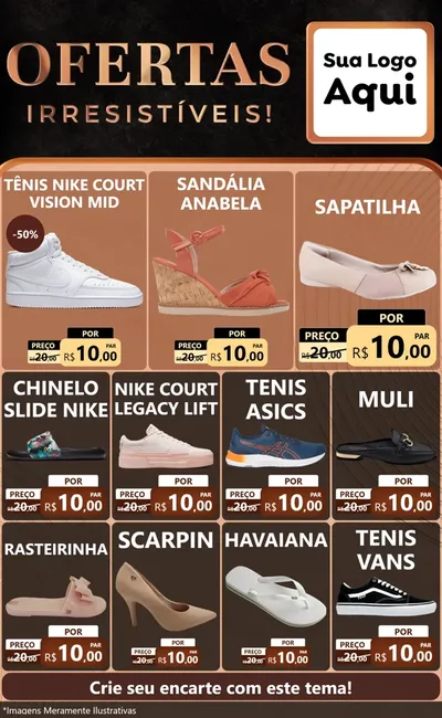 Modelo de Encarte para Encarte Grande com o tema Ofertas Irresistíveis! para Calçados