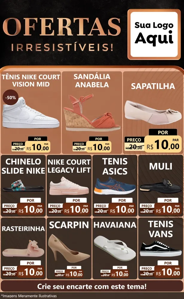 Modelo de Encarte para Encarte Grande com o tema Ofertas Irresistíveis! para Calçados