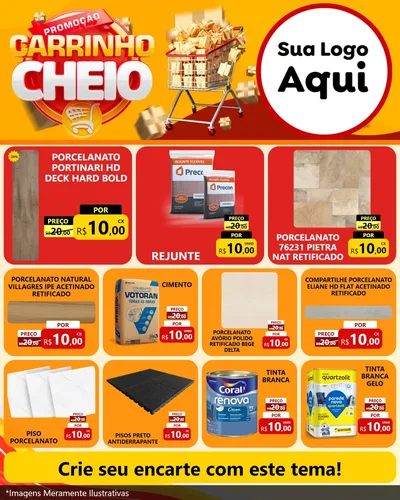 Modelo de Rede Social para Feed Instagram com o tema Promoção carrinho cheio para Pisos e revestimentos