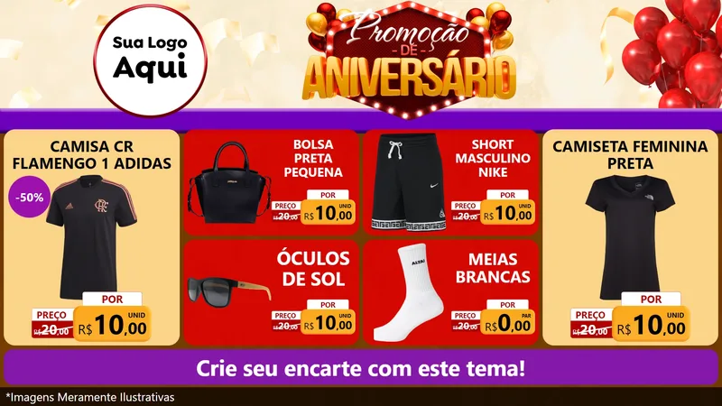 Modelo de TV para TV Horizontal com o tema Promoção de Aniversário para Roupas e acessórios