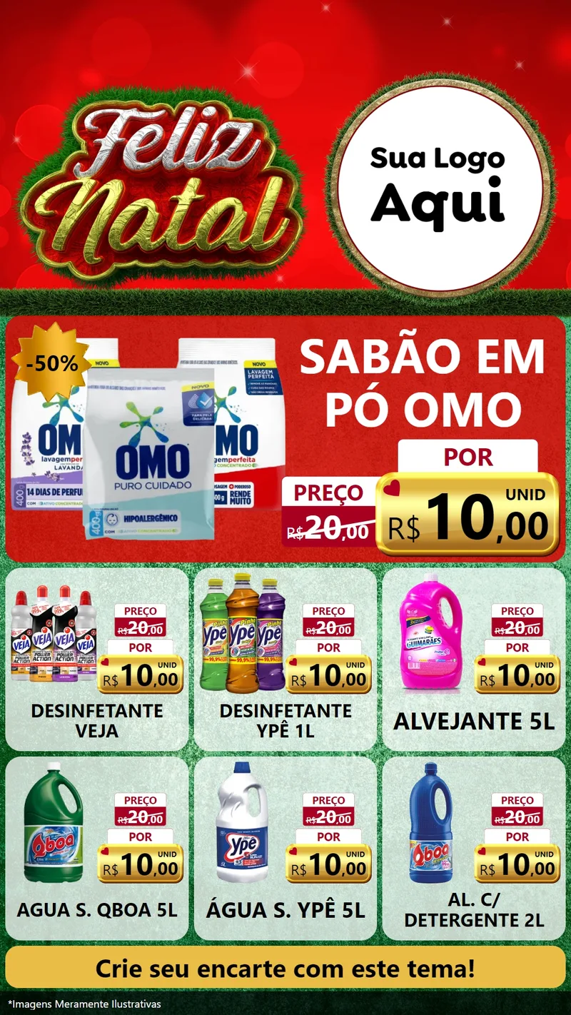 Modelo de Rede Social para Stories com o tema Feliz Natal para Produtos de Limpeza