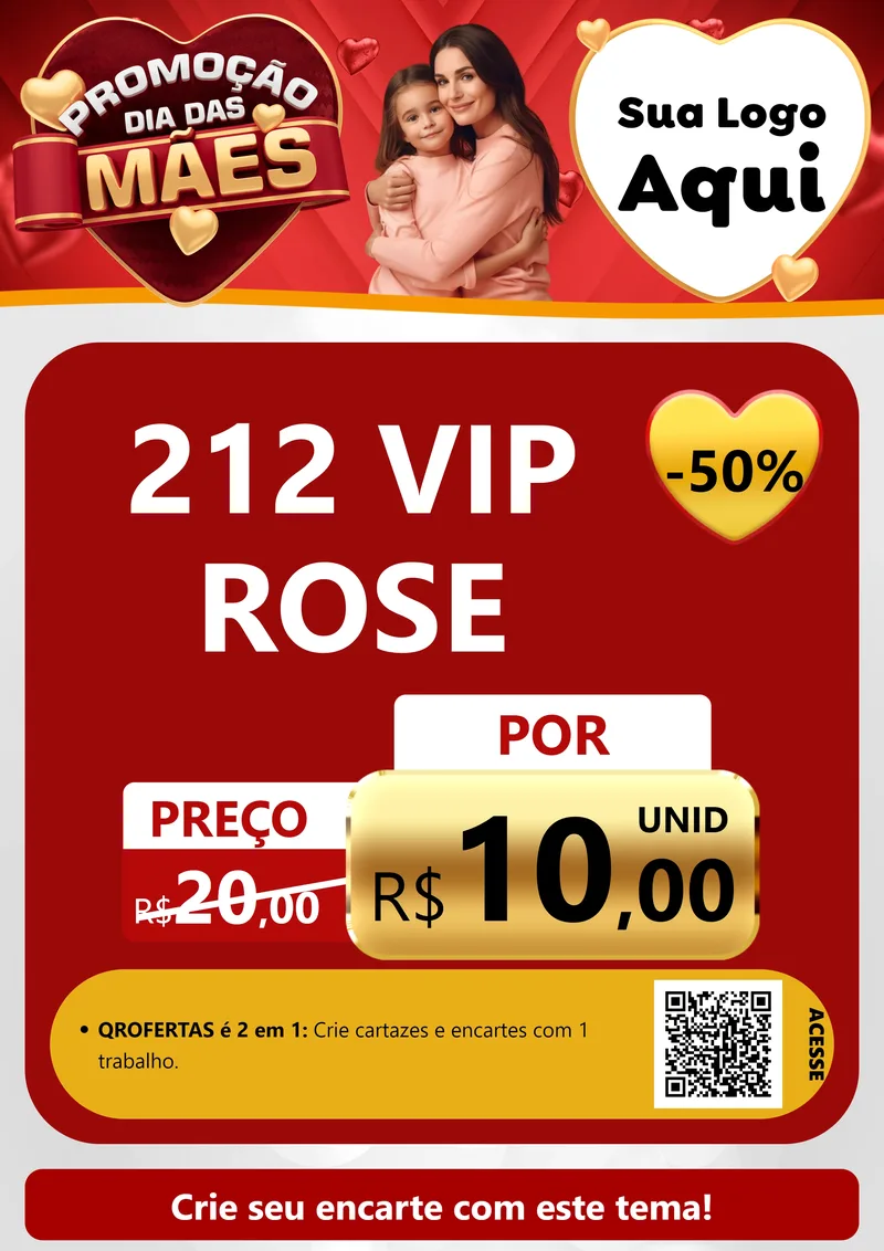 Modelo de Cartaz para Cartaz A4 Vertical com o tema Promoção Dia das Mães para Perfumes