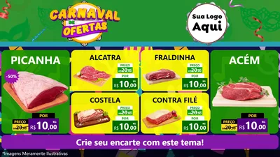 Modelo de TV para TV Horizontal com o tema Carnaval de Ofertas para Açougue