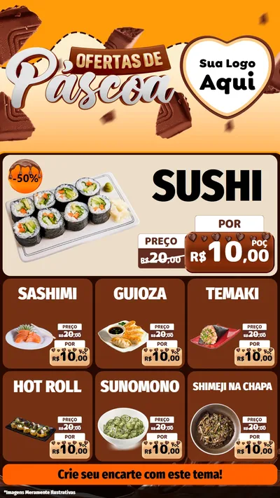 Modelo de Rede Social para Stories com o tema Ofertas de Páscoa para Comida japonesa