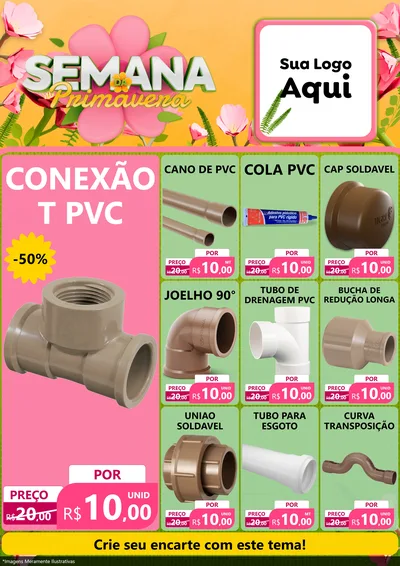 Modelo de Encarte para Encarte A4 Vertical com o tema Semana da Primavera para Tubos e conexões