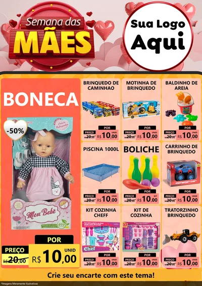 Modelo de Encarte para Encarte A4 Vertical com o tema Semana das Mães para Brinquedos