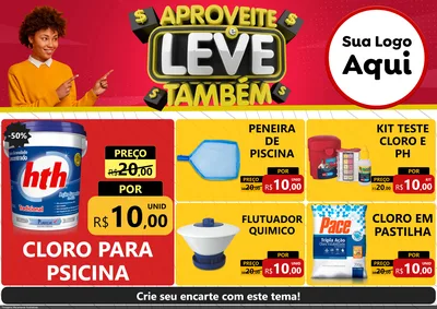 Modelo de Encarte para Encarte A4 Horizontal com o tema Aproveite e Leve Também para Produtos para Piscina