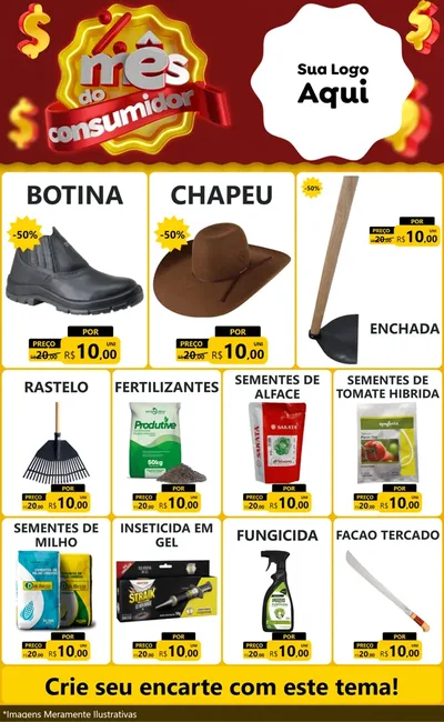 Modelo de Encarte para Encarte Grande com o tema Mês do consumidor para Agropecuária