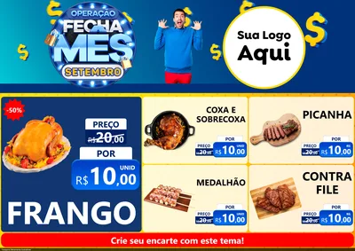 Modelo de Encarte para Encarte A4 Horizontal com o tema Operação Fecha Mês Setembro para Assados