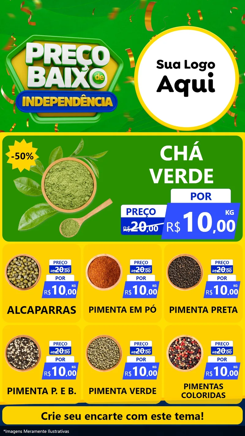 Modelo de Rede Social para Stories com o tema Preço Baixo de Independência para Produtos Naturais