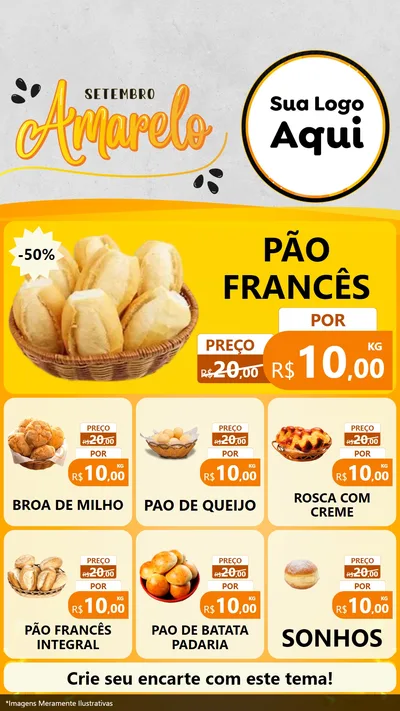 Modelo de Rede Social para Stories com o tema Setembro Amarelo para Padaria