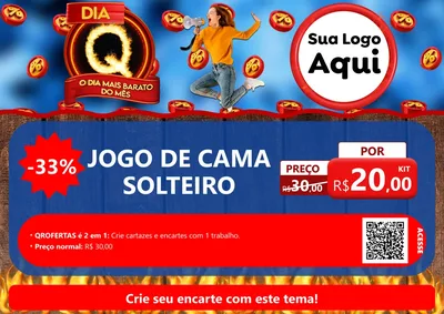 Modelo de Cartaz para Cartaz A4 Horizontal com o tema Dia Q - O Dia Mais Barato Do Mês para Cama, Mesa e Banho