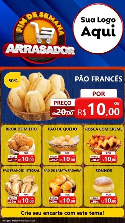 Modelo de Rede Social para Stories com o tema Fim De Semana Arrasador para Padaria