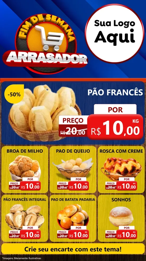 Modelo de Rede Social para Stories com o tema Fim De Semana Arrasador para Padaria