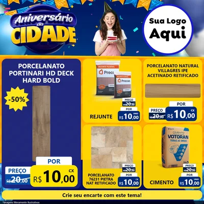 Modelo de Rede Social para Feed Facebook com o tema Aniversário da Cidade para Pisos e revestimentos