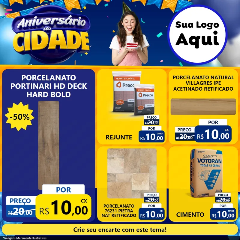 Modelo de Rede Social para Feed Facebook com o tema Aniversário da Cidade para Pisos e revestimentos
