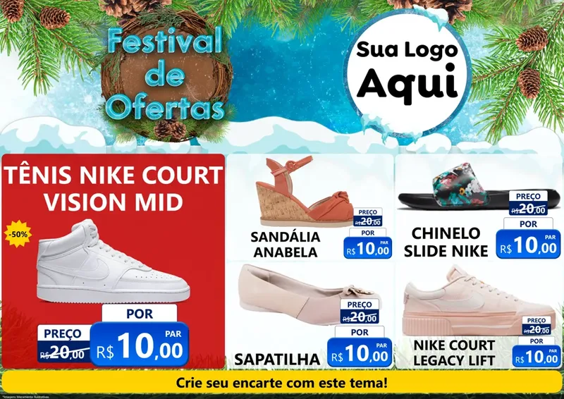 Modelo de Encarte para Encarte A4 Horizontal com o tema Festival de Ofertas - Inverno para Calçados