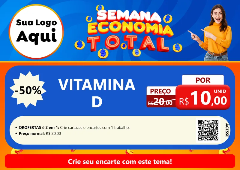 Modelo de Cartaz para Cartaz A4 Horizontal com o tema Semana Economia Total para Farmácia