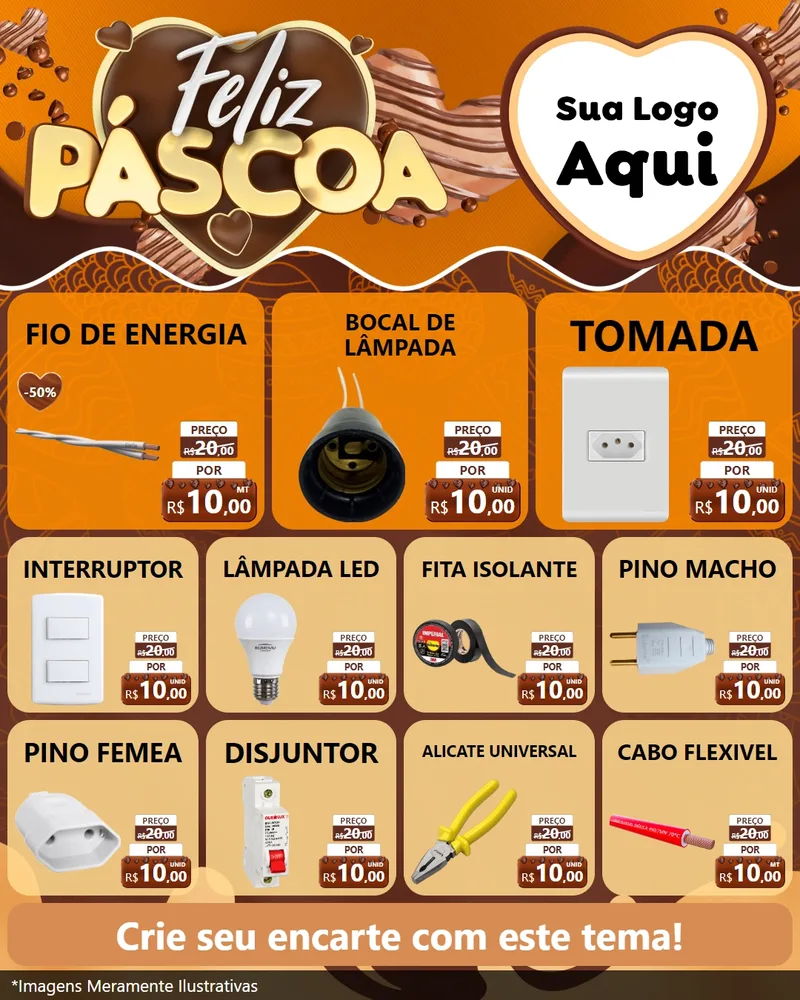 Modelo de Rede Social para Feed Instagram com o tema Feliz Páscoa para Materiais Elétricos