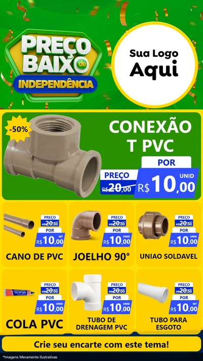 Modelo de Rede Social para Stories com o tema Preço Baixo de Independência para Tubos e conexões
