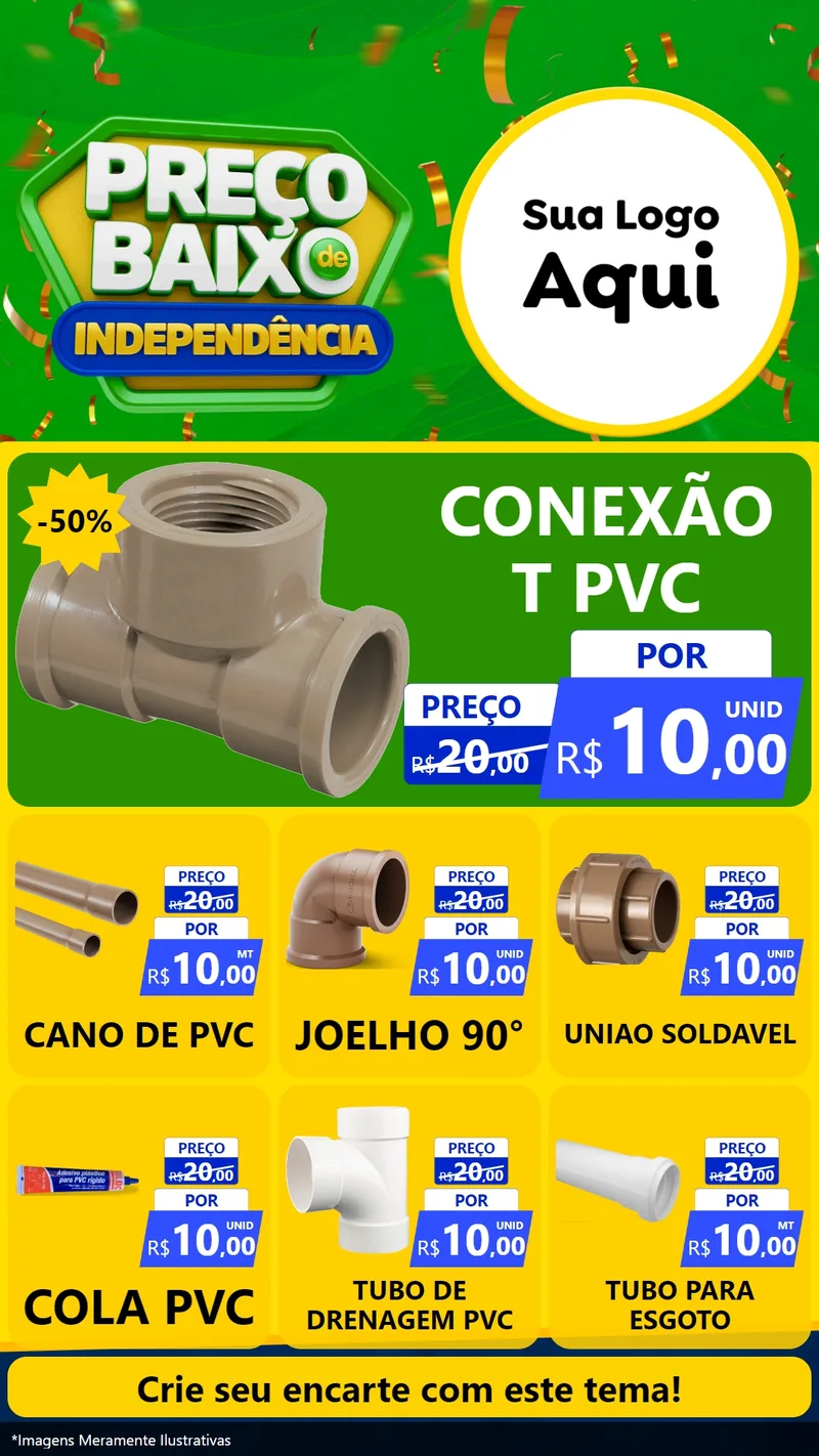 Modelo de Rede Social para Stories com o tema Preço Baixo de Independência para Tubos e conexões