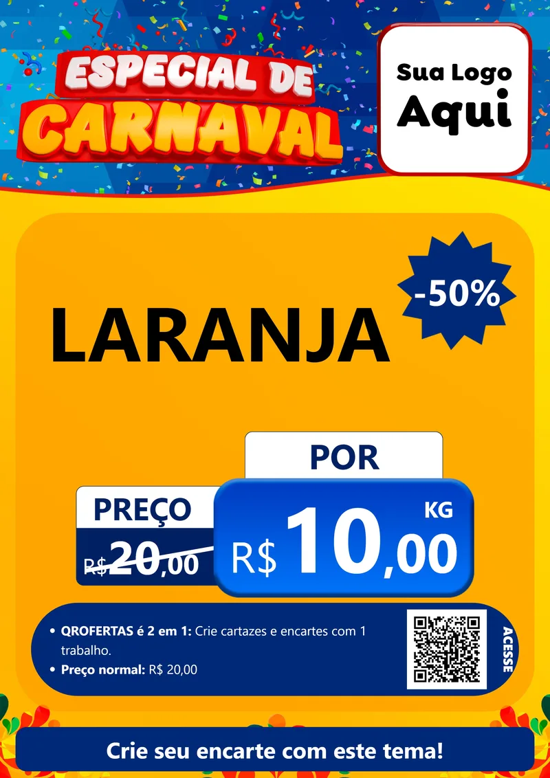Modelo de Cartaz para Cartaz A4 Vertical com o tema Especial de Carnaval para Hortifrúti