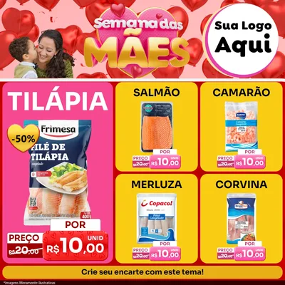 Modelo de Rede Social para Feed Facebook com o tema Semana Das Mães para Peixaria
