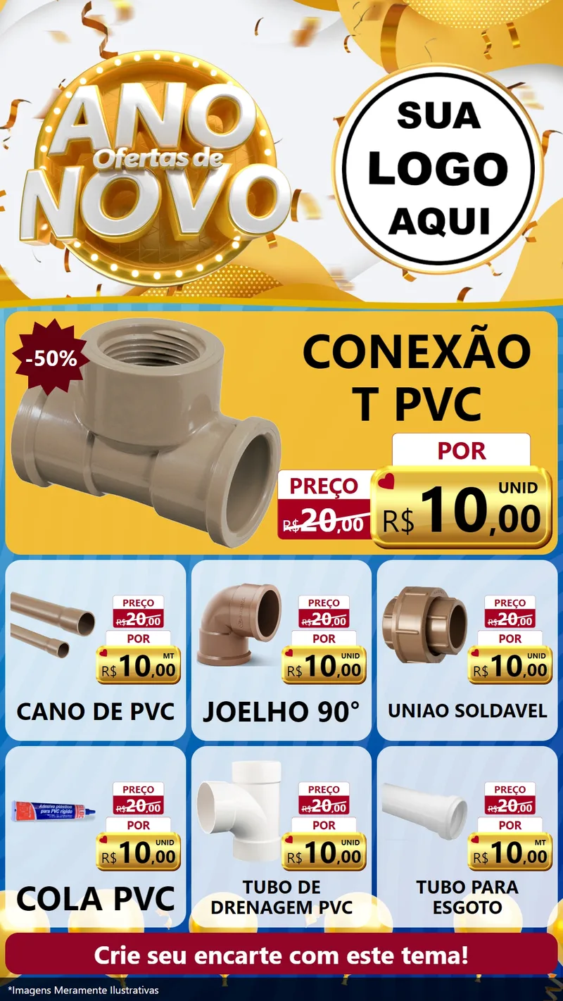 Modelo de Rede Social para Stories com o tema Ofertas de Ano Novo para Tubos e conexões