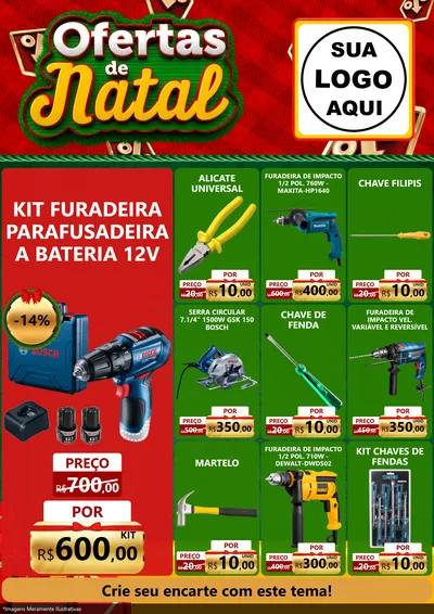 Modelo de Encarte para Encarte A4 Vertical com o tema Ofertas de Natal para Maquinas e Ferramentas