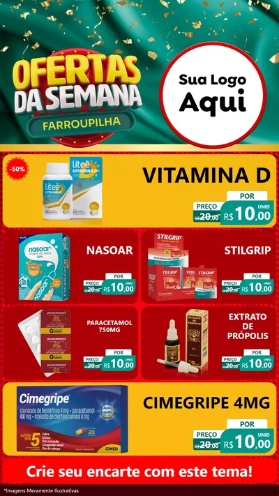 Modelo de TV para TV Vertical com o tema Ofertas da Semana Farroupilha para Farmácia