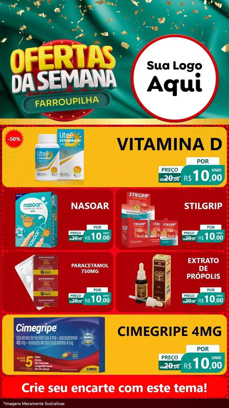 Modelo de TV para TV Vertical com o tema Ofertas da Semana Farroupilha para Farmácia