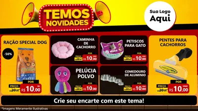 Modelo de TV para TV Horizontal com o tema Temos Novidades para Pet Shop