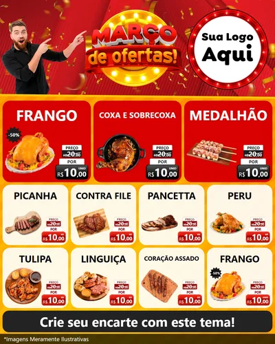 Modelo de Rede Social para Feed Instagram com o tema Março de Ofertas! para Assados
