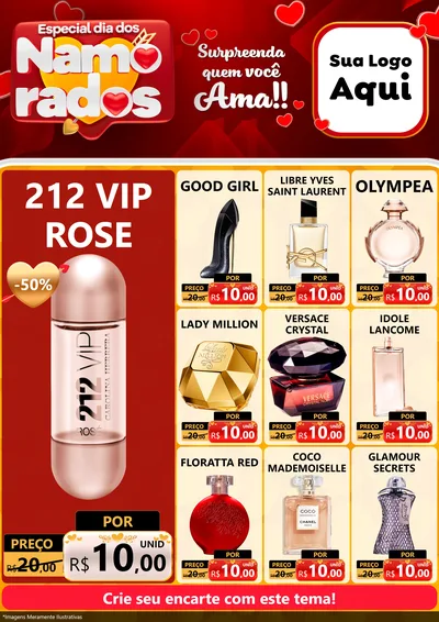 Modelo de Encarte para Encarte A4 Vertical com o tema Especial Dia dos Namorados para Perfumes