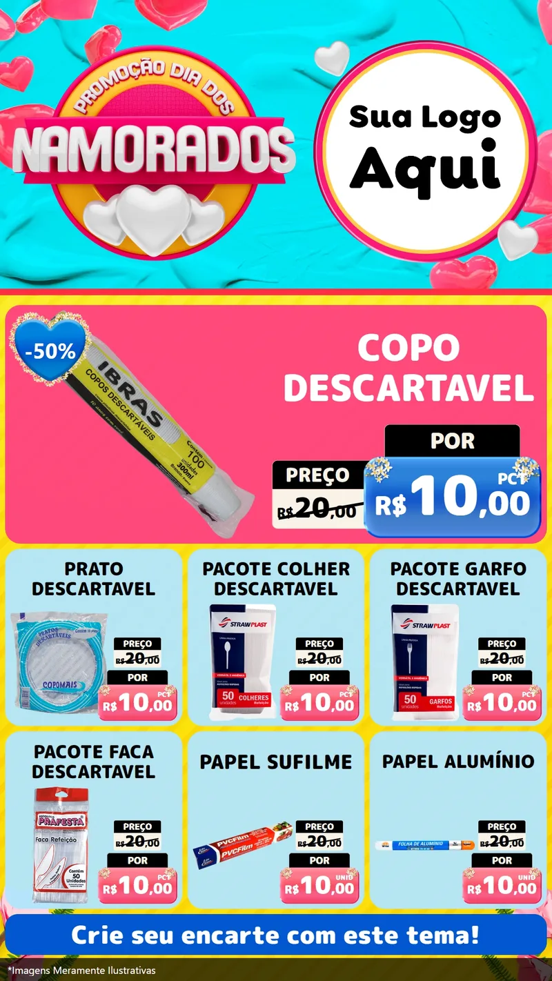 Modelo de Rede Social para Stories com o tema Promoção Dia dos Namorados para Embalagens