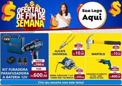 Modelo de Encarte para Encarte A4 Horizontal com o tema Ofertaço de Fim de Semana para Maquinas e Ferramentas