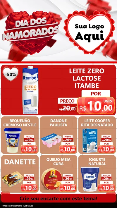 Modelo de Rede Social para Stories com o tema Dia dos Namorados para Frios e Laticínios